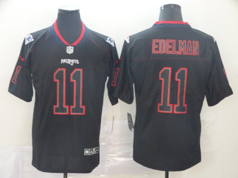 Men New England Patriots #11 Edelman Nike   Lights Out Black Color Rush Limited Jersey->new england patriots->NFL Jersey